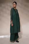 Aditya Sikand Green 40 % Silk, 60 % Cotton Sequin, Dabka And Jenny A-line Pleated Panelled Set Online at Aza Fashions Aditya Sikand_Green 40 % Silk, 60 % Cotton Sequin, Dabka And Jenny A-line Pleated Panelled Set_Online_at_Aza_Fashions
