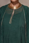 Shop Aditya Sikand Green 40 % Silk, 60 % Cotton Sequin, Dabka And Jenny A-line Pleated Panelled Set Online at Aza Fashions Shop_Aditya Sikand_Green 40 % Silk, 60 % Cotton Sequin, Dabka And Jenny A-line Pleated Panelled Set_Online_at_Aza_Fashions