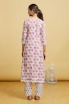 Shop_Naintara Bajaj_Pink Cotton, Kota Doria Lace, Embroidery Round Floral Vine Print Kurta Pant Set _at_Aza_Fashions