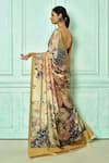 Shop_Nazaakat by Samara Singh_Beige Crepe Print Flower Saree With Running Blouse_at_Aza_Fashions