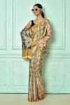 Buy_Nazaakat by Samara Singh_Beige Crepe Print Flower Saree With Running Blouse_Online_at_Aza_Fashions