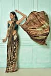 Buy_Nazaakat by Samara Singh_Beige Crepe Print Abstract Splash Saree With Running Blouse_Online_at_Aza_Fashions