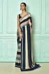 Buy_Nazaakat by Samara Singh_Multi Color Crepe Print Stripe Saree With Running Blouse For Women_at_Aza_Fashions