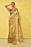 Buy_Arihant Rai Sinha_Cream Cotton Silk Tie Dye Saree With Running Blouse For Women_at_Aza_Fashions