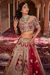 Buy_Kalighata_Red Raw Silk Hand Embroidered Thread And Bride Box Lehenga Set _Online_at_Aza_Fashions