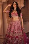 Kalighata_Pink Silk Zari, Sequins, Embroidery Lucknowi Mughal Bridal Lehenga Set _Online_at_Aza_Fashions
