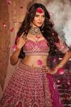 Shop_Kalighata_Pink Silk Zari, Sequins, Embroidery Lucknowi Mughal Bridal Lehenga Set _Online_at_Aza_Fashions