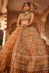 Buy_Kalighata_Orange Raw Silk Hand Embroidered Dabka And Thread Work Meghna Bridal Lehenga Set _at_Aza_Fashions