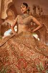 Buy_Kalighata_Orange Raw Silk Hand Embroidered Dabka And Thread Work Meghna Bridal Lehenga Set _Online_at_Aza_Fashions