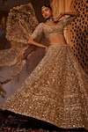 Buy_Kalighata_Gold Organza Hand Embroidered Thread And Zarin Bridal Lehenga Set  _at_Aza_Fashions