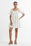 Buy_TIC_White Silk Solid U Neck Short Dress _at_Aza_Fashions