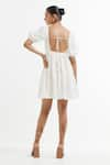 Shop_TIC_White Silk Solid U Neck Short Dress _at_Aza_Fashions