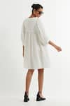 Shop_The Indian Cause_White Silk Tassels Round Neck Front Tie Dress _at_Aza_Fashions