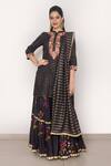 Buy_Vikram Phadnis_Black Chanderi Checkered Pattern Kurta Sharara Set_at_Aza_Fashions
