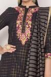 Shop_Vikram Phadnis_Black Chanderi Checkered Pattern Kurta Sharara Set_at_Aza_Fashions