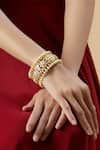 Buy_Zevar by Geeta_Gold Plated Pearl Kundan Bangle _at_Aza_Fashions