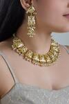Buy_Zevar By Geeta_Gold Plated Pearls Stone Choker Set_at_Aza_Fashions
