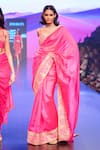 PUNIT BALANA_Pink Organza Silk Embroidery Marodi Scoop Neck Border Saree With Blouse _Online_at_Aza_Fashions