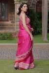 Buy_PUNIT BALANA_Pink Organza Silk Embroidery Marodi Scoop Neck Border Saree With Blouse _Online_at_Aza_Fashions