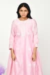 Komal Shah Pink Chanderi Embroidery, Lace Round Neck Thread Kurta Pant Set Online at Aza Fashions Komal Shah_Pink Chanderi Embroidery, Lace Round Neck Thread Kurta Pant Set _Online_at_Aza_Fashions
