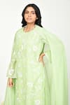 Komal Shah_Green Chanderi Embroidery Thread Round Jaal Chaav Kurta Set_Online_at_Aza_Fashions