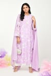 Buy_Komal Shah_Purple Chanderi Embroidery Thread Round Jaal Chaav Floral Vine Kurta Set_at_Aza_Fashions