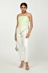 Shop_Komal Shah_Green Floral Summer Chanderi Embroidered Scarf _at_Aza_Fashions