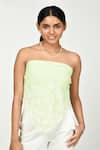 Komal Shah_Green Floral Summer Chanderi Embroidered Scarf _Online_at_Aza_Fashions