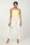Buy_Komal Shah_Yellow Floral Embroidered Chanderi Scarf _at_Aza_Fashions
