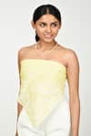 Komal Shah_Yellow Floral Embroidered Chanderi Scarf _Online_at_Aza_Fashions