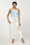 Buy_Komal Shah_Blue Floral Summer Chanderi Florette Embroidered Scarf _at_Aza_Fashions