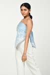 Buy_Komal Shah_Blue Floral Summer Chanderi Florette Embroidered Scarf _Online_at_Aza_Fashions