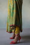 Rajiramniq_Yellow Crepe Print Floral Notched Round Neck Bloom Anarkali With Palazzo _at_Aza_Fashions