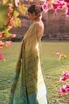 Buy_Rajiramniq_Green Crepe Printed Striped Saree With Unstitched Blouse Fabric _Online_at_Aza_Fashions