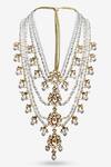 Buy_PRERTO_Gold Plated Tarifa Embellished Layered Necklace_at_Aza_Fashions