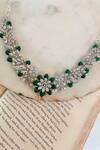 Buy_Prerto_Green Diamante And Stones Embellished Theresa Necklace _at_Aza_Fashions