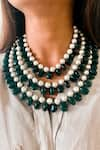 Buy_Prerto_Green Stones And Beads Embellished Venecia Layered Necklace _at_Aza_Fashions