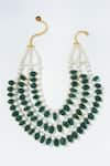 Shop_Prerto_Green Stones And Beads Embellished Venecia Layered Necklace _at_Aza_Fashions