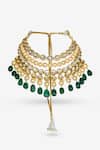 Shop_Prerto_Green Embellished Kaina Necklace _at_Aza_Fashions