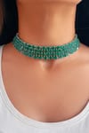 Buy_Prerto_Green Embellished Kate Emerald Choker _at_Aza_Fashions