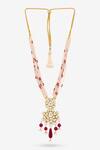 Buy_PRERTO_Pink Majeri Embellished Pendant Necklace _at_Aza_Fashions