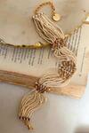 Shop_PRERTO_Beige Nafa Embellished Choker_at_Aza_Fashions