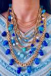 Buy_PRERTO_Blue Oceana Embellished Layered Necklace_at_Aza_Fashions