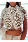 Prerto_White Embellished Pearle Grandeur Cape _Online_at_Aza_Fashions