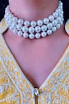 Prerto_White Embellished Pearly Isis Choker Necklace _Online_at_Aza_Fashions