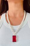 Buy_Prerto_Red Stone Aela Ruby Pendant Necklace _at_Aza_Fashions
