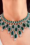Buy_PRERTO_Silver Plated Ayla Emerald Stone Studded Choker_at_Aza_Fashions
