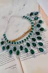 Shop_PRERTO_Silver Plated Ayla Emerald Stone Studded Choker_at_Aza_Fashions