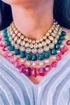 Buy_PRERTO_Multi Color Azmina Stone Drop Necklace_at_Aza_Fashions