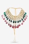 Shop_PRERTO_Multi Color Azmina Stone Drop Necklace_at_Aza_Fashions